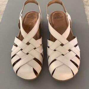 Earth Origins White Woven Leather Slingback Sandals